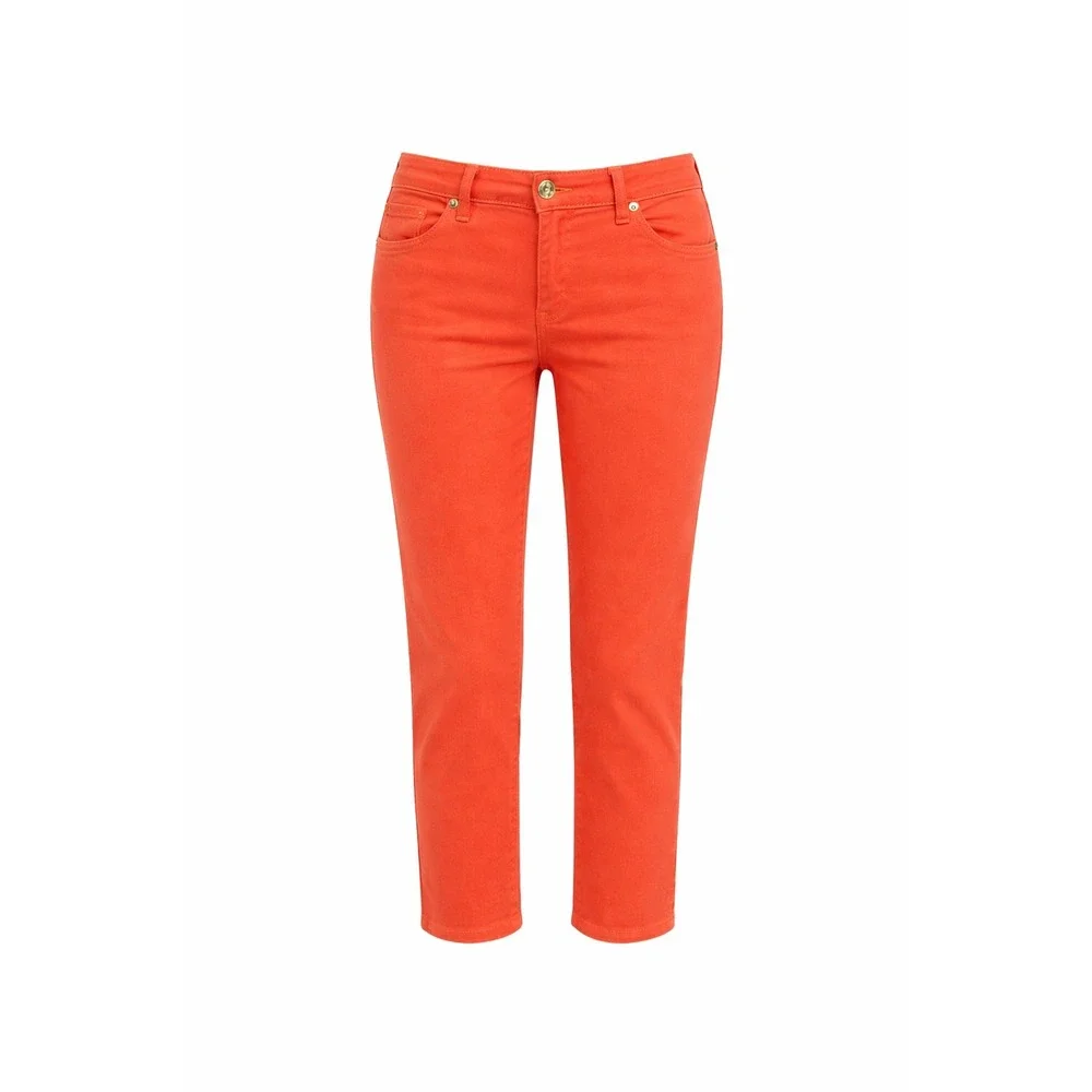 Tory Burch Pants Cropped Skinny Jeans Orange Mid Rise Womens 26 Old Money Luxury